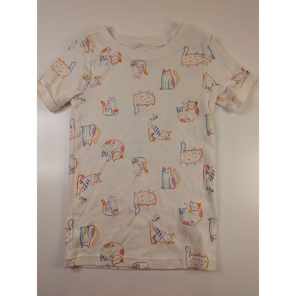 Old Navy girls size 5T cat print short sleeve shirt 100% cotton